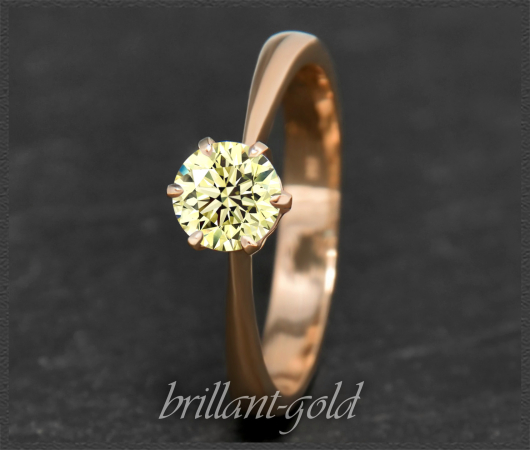 Brillant Ring 585 Gold; 0,72ct, zart gelb & Si1